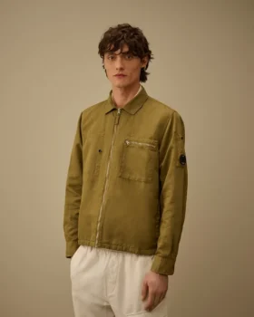 Pamuk/Keten Lens Fermuarlı Overshirt