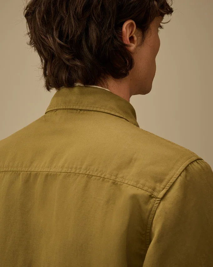 Pamuk/Keten Lens Fermuarlı Overshirt