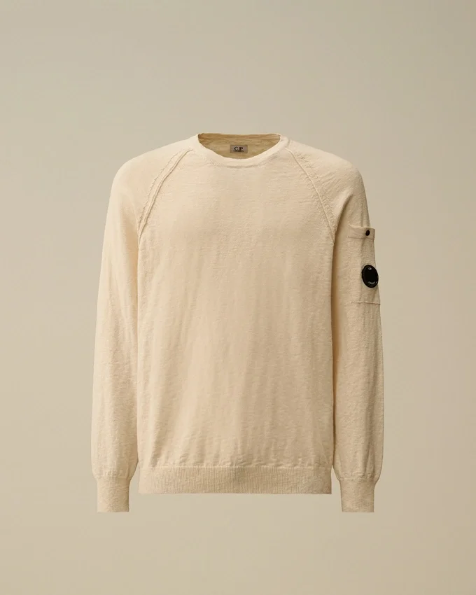 Pamuk/Naylon Yuvarlak Yaka Lens Raglan Kazak