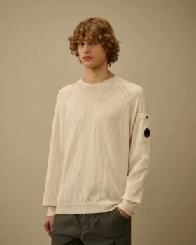 Pamuk/Naylon Yuvarlak Yaka Lens Raglan Kazak