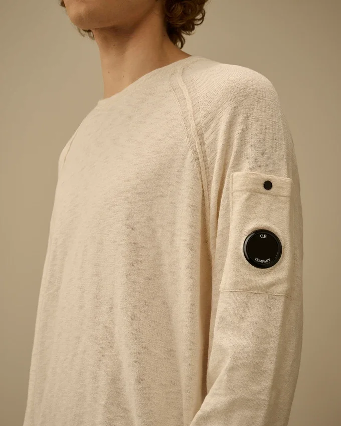 Pamuk/Naylon Yuvarlak Yaka Lens Raglan Kazak