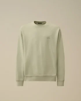 Pamuklu Diyagonal Polar, Dirençli Boyalı, Bisiklet Yaka, Logolu Sweatshirt