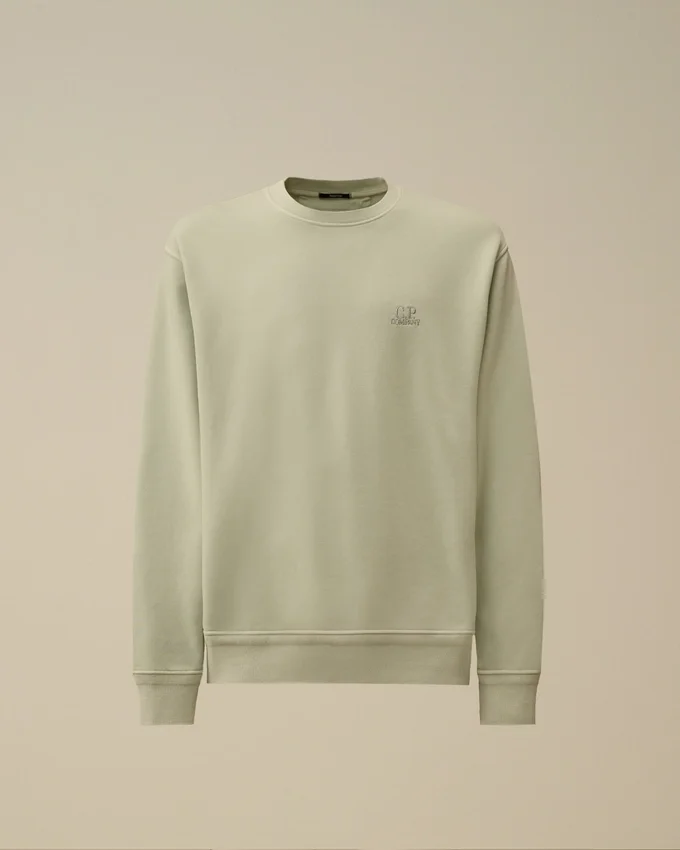 Pamuklu Diyagonal Polar, Dirençli Boyalı, Bisiklet Yaka, Logolu Sweatshirt