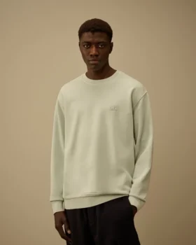 Pamuklu Diyagonal Polar, Dirençli Boyalı, Bisiklet Yaka, Logolu Sweatshirt