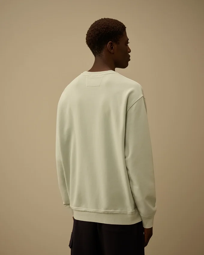 Pamuklu Diyagonal Polar, Dirençli Boyalı, Bisiklet Yaka, Logolu Sweatshirt