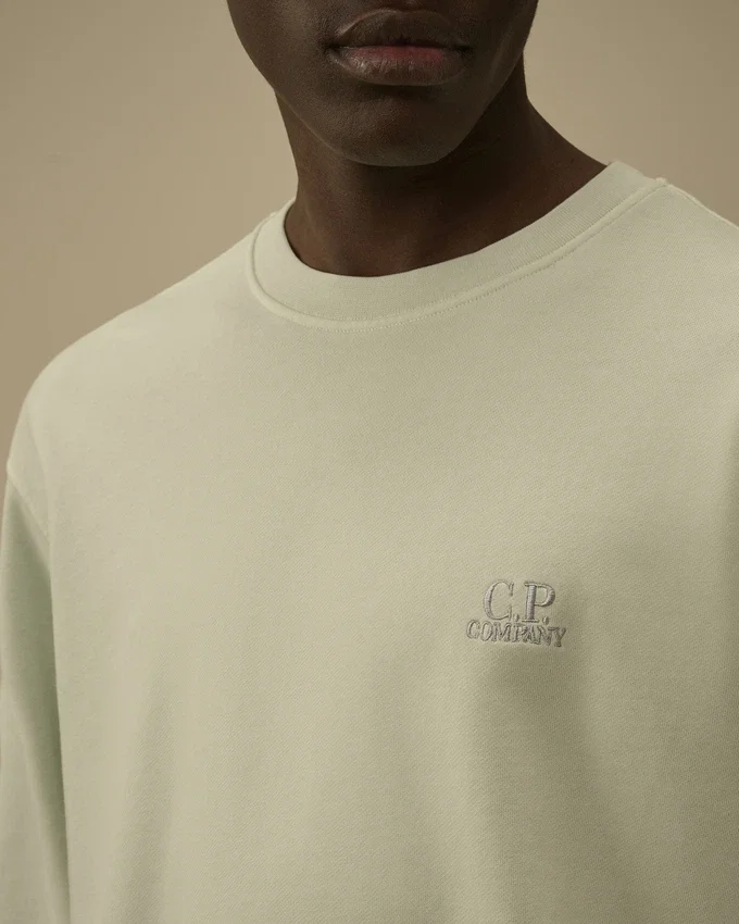Pamuklu Diyagonal Polar, Dirençli Boyalı, Bisiklet Yaka, Logolu Sweatshirt