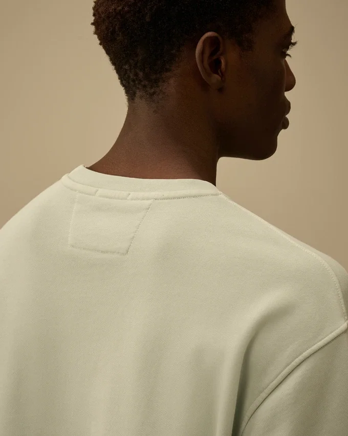Pamuklu Diyagonal Polar, Dirençli Boyalı, Bisiklet Yaka, Logolu Sweatshirt
