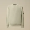 Pamuklu Diyagonal Polar, Dirençli Boyama Tekniği ile Boyanmış, Yuvarlak Yaka, Lens Desenli Sweatshirt