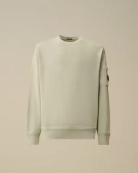 Pamuklu Diyagonal Polar, Dirençli Boyama Tekniği ile Boyanmış, Yuvarlak Yaka, Lens Desenli Sweatshirt
