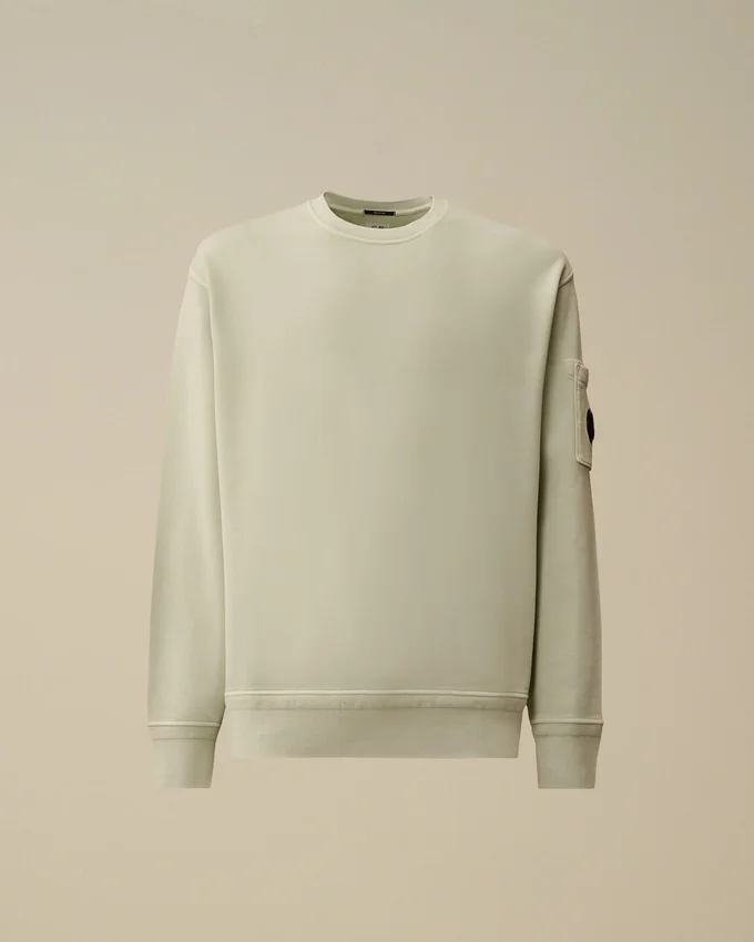 Pamuklu Diyagonal Polar, Dirençli Boyama Tekniği ile Boyanmış, Yuvarlak Yaka, Lens Desenli Sweatshirt