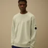 Pamuklu Diyagonal Polar, Dirençli Boyama Tekniği ile Boyanmış, Yuvarlak Yaka, Lens Desenli Sweatshirt