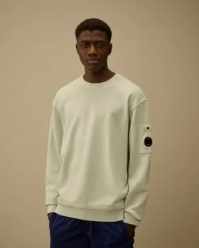 Pamuklu Diyagonal Polar, Dirençli Boyama Tekniği ile Boyanmış, Yuvarlak Yaka, Lens Desenli Sweatshirt