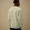 Pamuklu Diyagonal Polar, Dirençli Boyama Tekniği ile Boyanmış, Yuvarlak Yaka, Lens Desenli Sweatshirt
