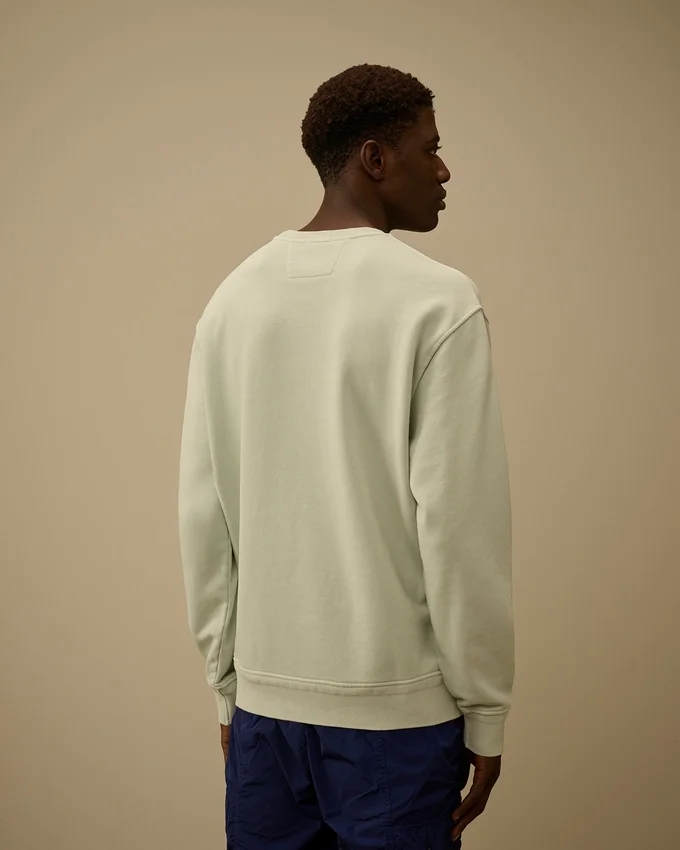 Pamuklu Diyagonal Polar, Dirençli Boyama Tekniği ile Boyanmış, Yuvarlak Yaka, Lens Desenli Sweatshirt