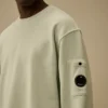 Pamuklu Diyagonal Polar, Dirençli Boyama Tekniği ile Boyanmış, Yuvarlak Yaka, Lens Desenli Sweatshirt