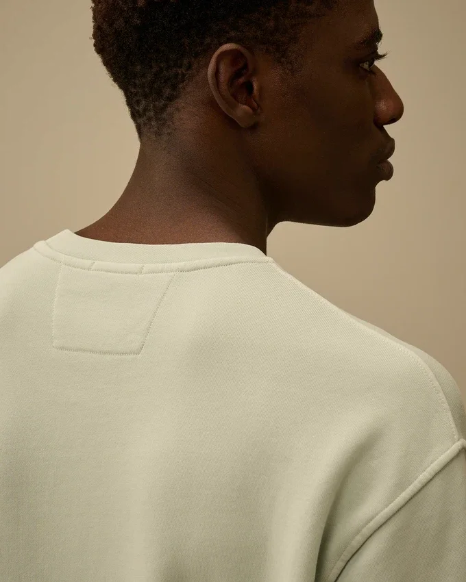 Pamuklu Diyagonal Polar, Dirençli Boyama Tekniği ile Boyanmış, Yuvarlak Yaka, Lens Desenli Sweatshirt