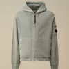 Pamuklu Diyagonal Polar Fermuarlı Kapüşonlu Sweatshirt