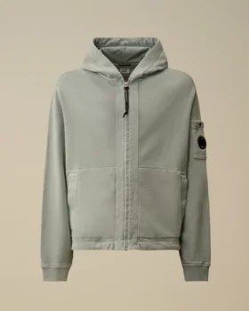 Pamuklu Diyagonal Polar Fermuarlı Kapüşonlu Sweatshirt
