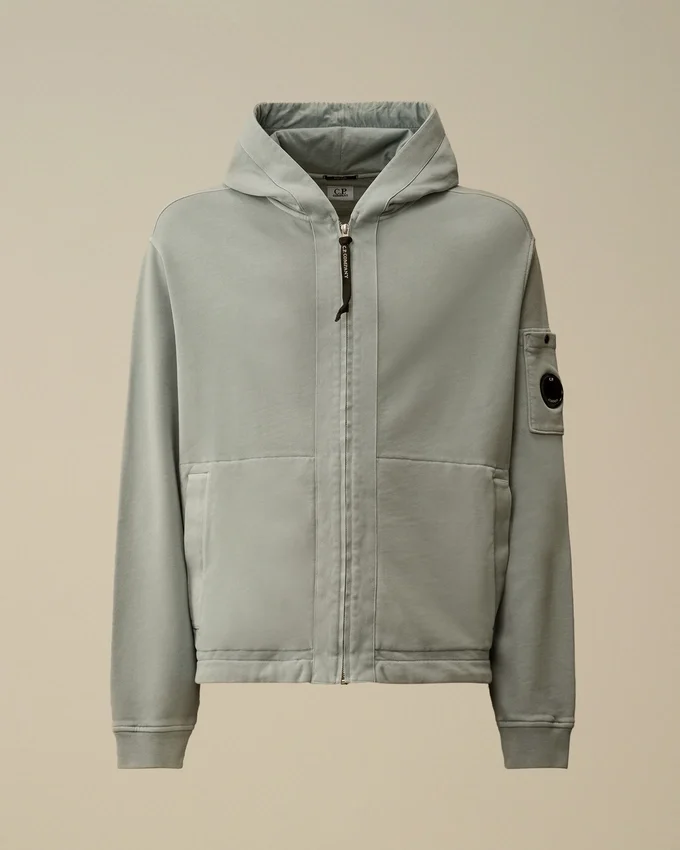 Pamuklu Diyagonal Polar Fermuarlı Kapüşonlu Sweatshirt