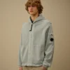 Pamuklu Diyagonal Polar Fermuarlı Kapüşonlu Sweatshirt