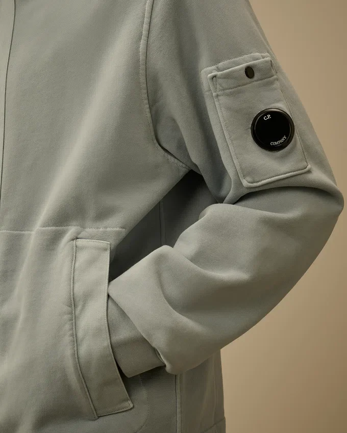 Pamuklu Diyagonal Polar Fermuarlı Kapüşonlu Sweatshirt