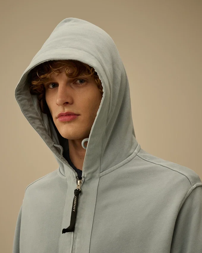 Pamuklu Diyagonal Polar Fermuarlı Kapüşonlu Sweatshirt